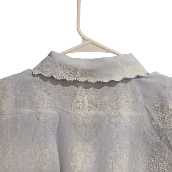 Embroidered Sheer Short Sleeve Button Down-Vintage - Picture 3 of 8